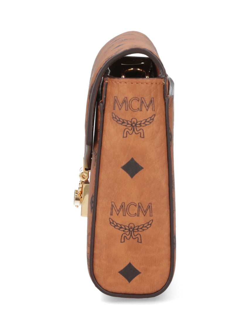 Mcm Brown Tracy Visetos Canvas Nappa Leather Medium Shoulder Bag