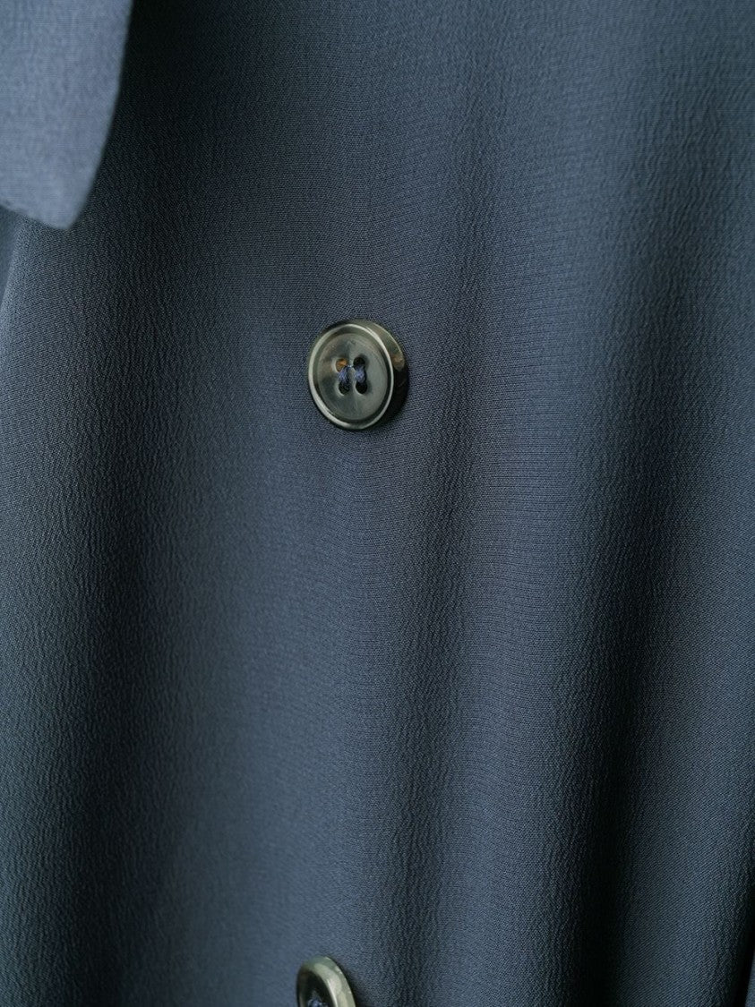 Maison Margiela Belted Midi Dress With Asymmetrical Button Closure And Unique Collar Design