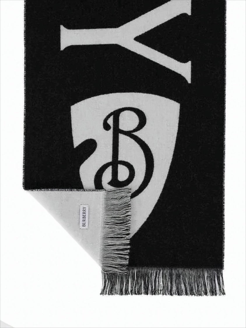 Burberry Rectangular Wool Scarf With Bold Logo
