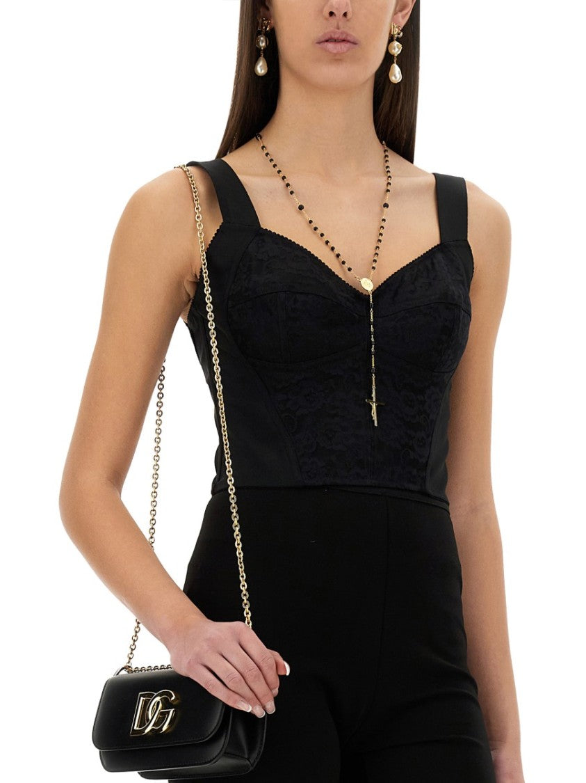 Dolce & Gabbana Jacquard And Lace Sheath Corsetry Bustier