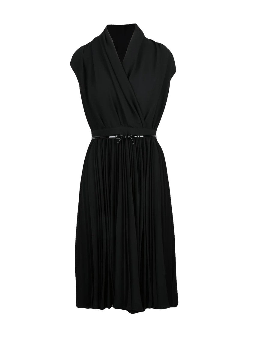 Max Mara Black Triacetate-Blend Albino Bow Midi Dress