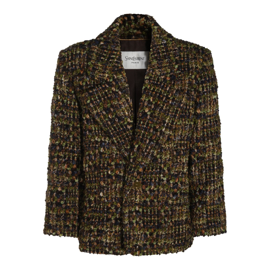 Saint Laurent Green Bouclé Wool Blazer