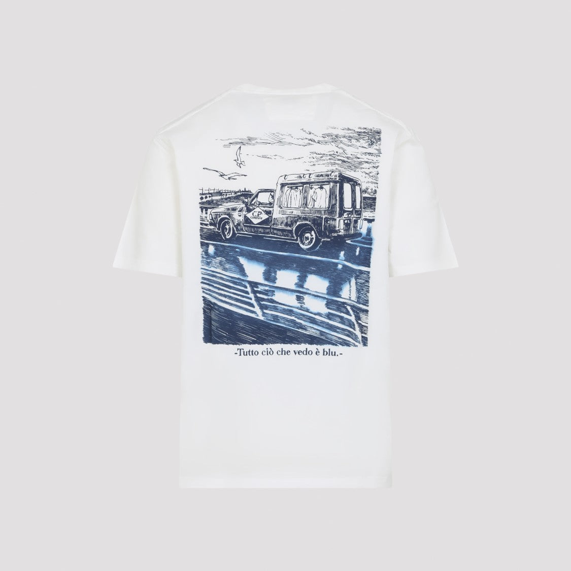 C.P. Company White Cotton T-Shirt With Graphic Print