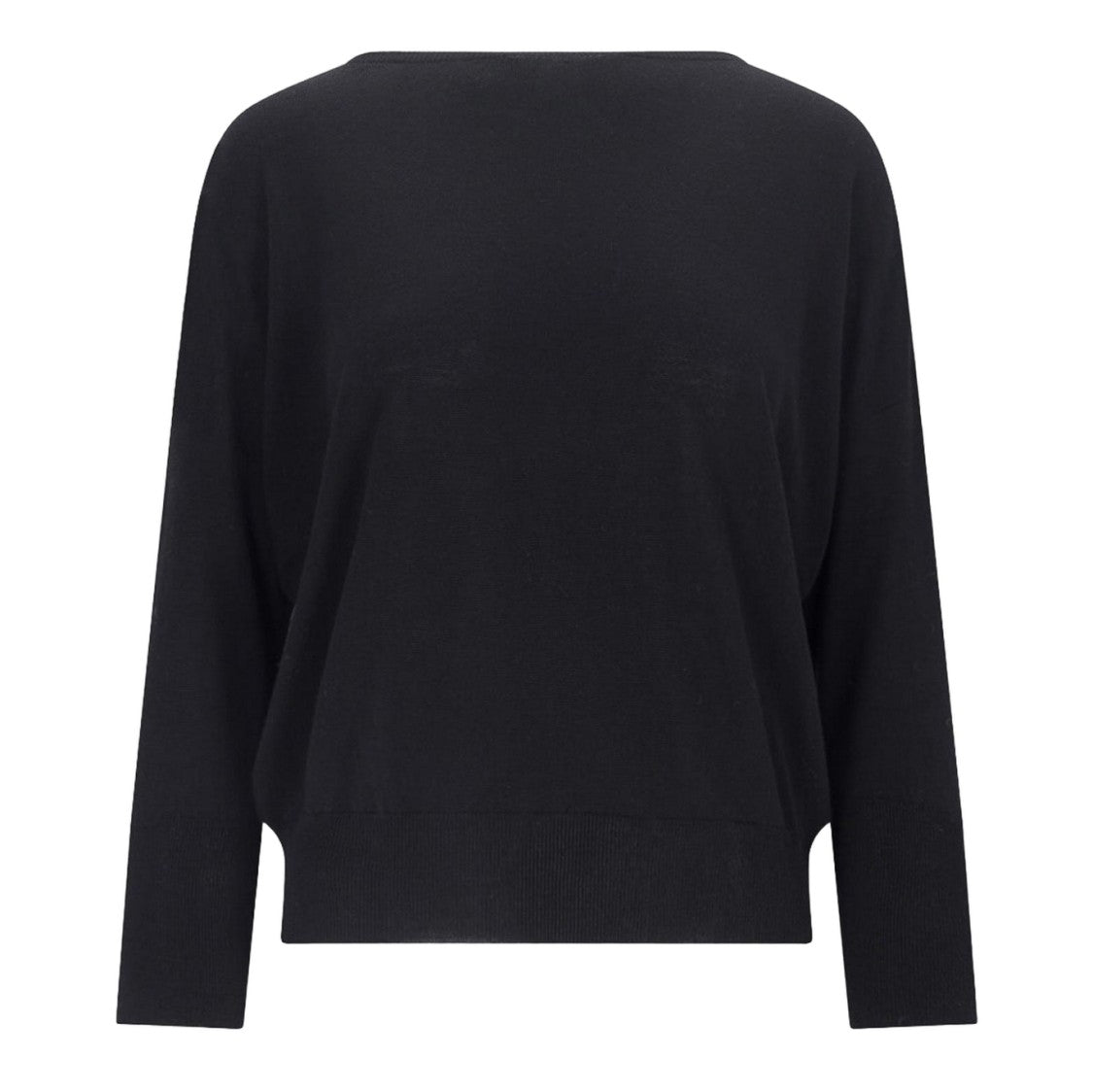 Zanone Relaxed Fit Black Sweater With Ribbed Details