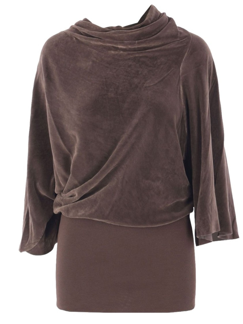 Rick Owens Black Cylinder Draped Viscose-Silk Blouse