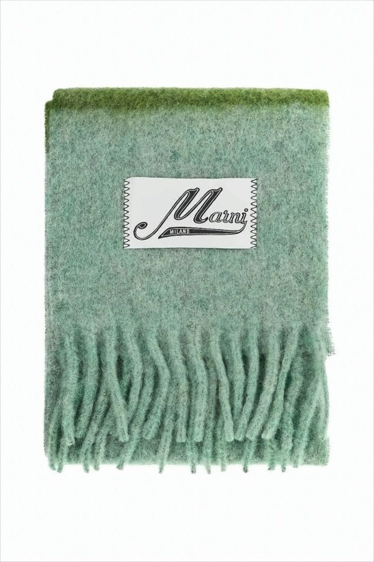 Marni Color-Block Fringed Scarf In Alpaca And Mohair Blend