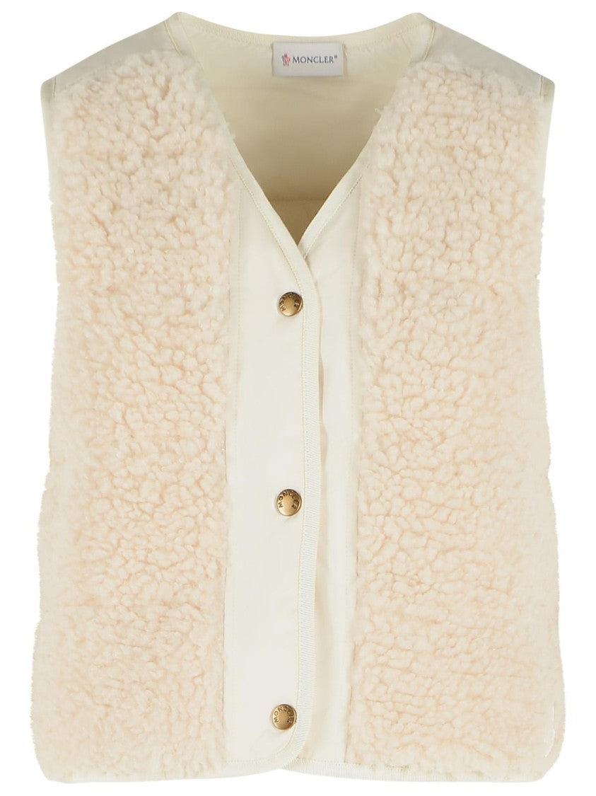 Moncler Ivory White Polyester Vest