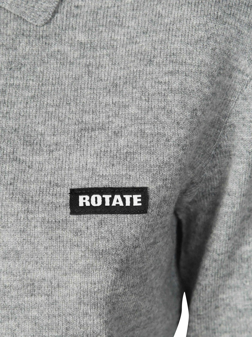 Rotate Wool Longsleeve Polo Merino Wool-Blend Top