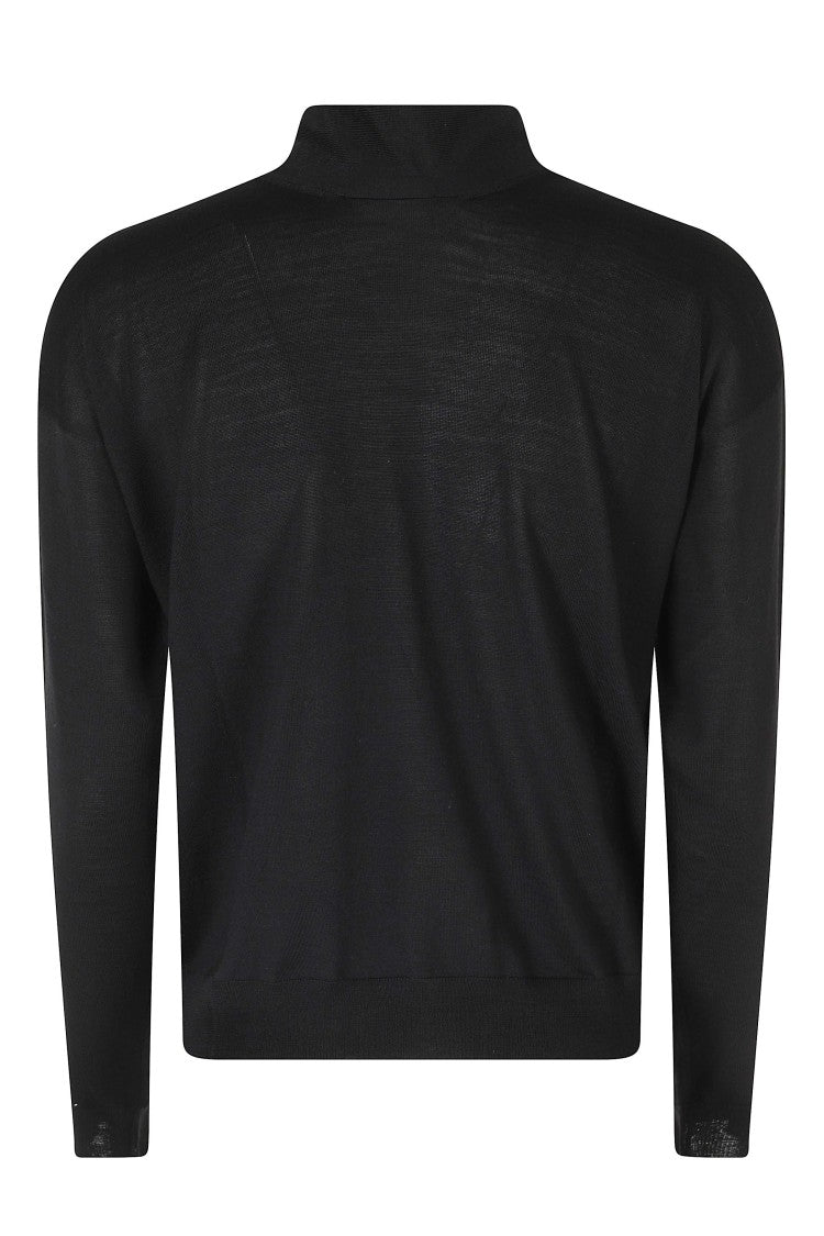 Roberto Collina Long-Sleeved Knit Top With V-Neckline And Scarf Detail