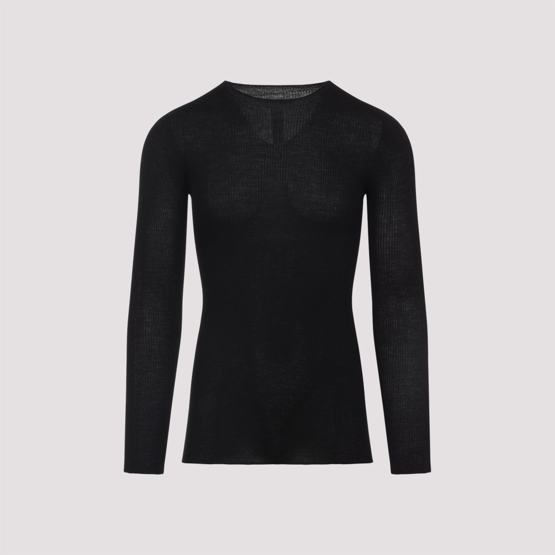 Rick Owens Black Wool Ribbed Round Neck Pullover