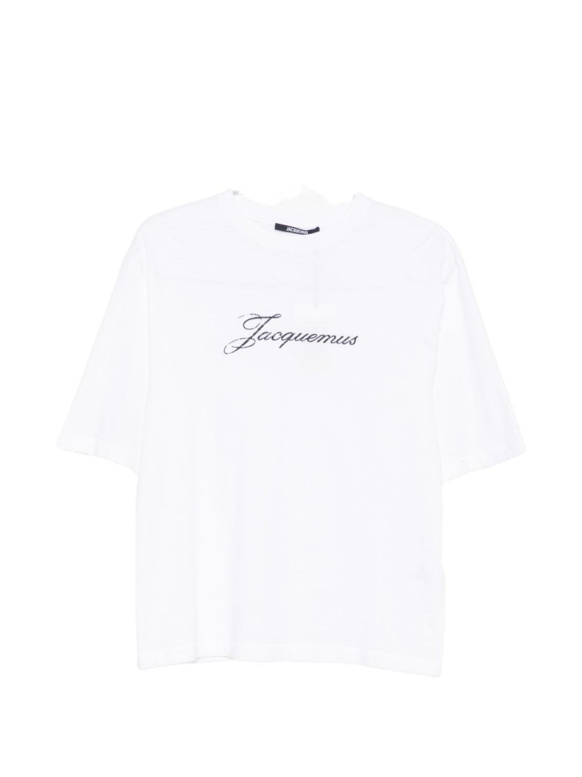 Jacquemus Loose-Fitting White Short-Sleeve Top With Delicate Logo