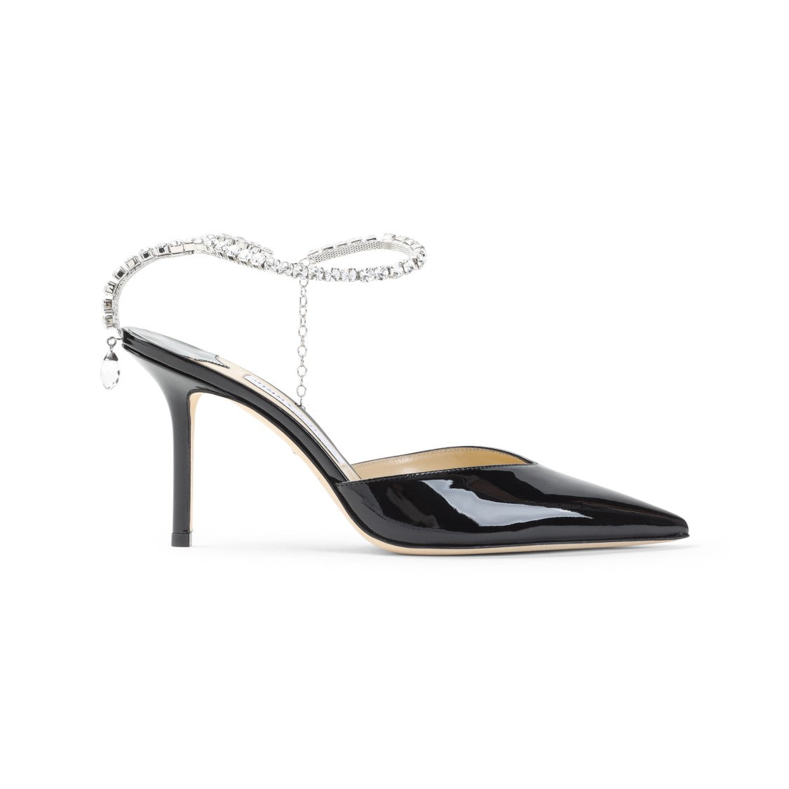 Jimmy Choo Crystal-Embellished Ankle Strap Patent Leather Pumps