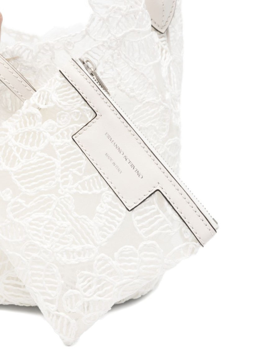Ermanno Scervino Floral Lace Tote Bag With Structured Top Handle
