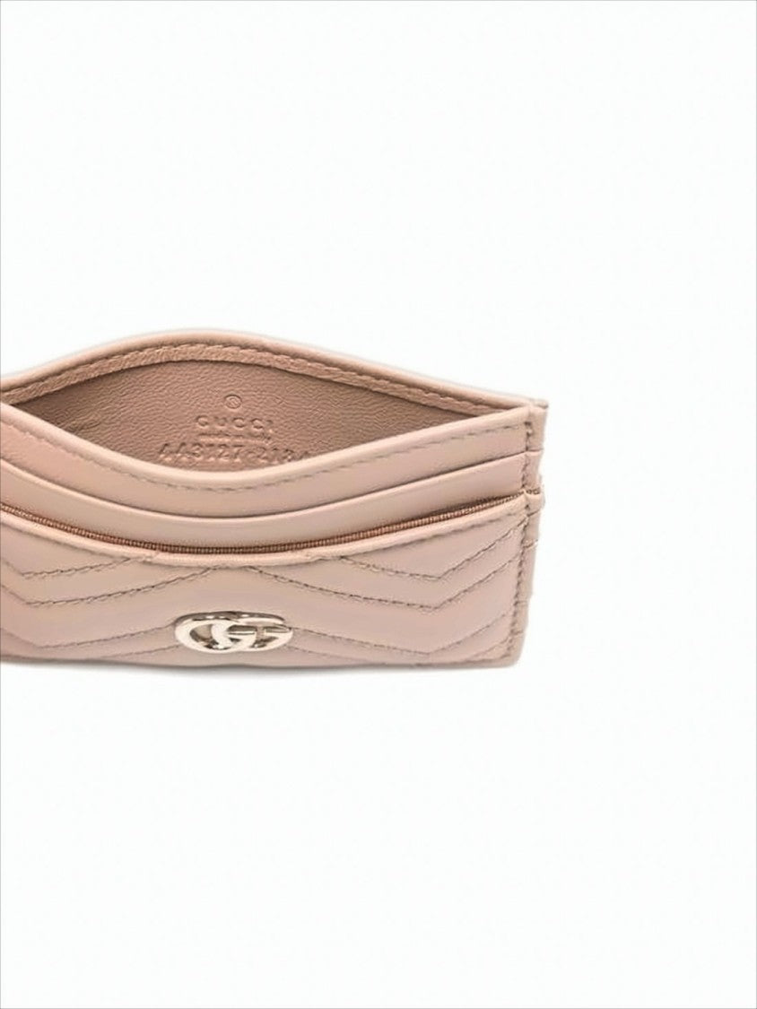 Gucci Chevron Quilted Nappa Leather Cardholder With Double-G Logo