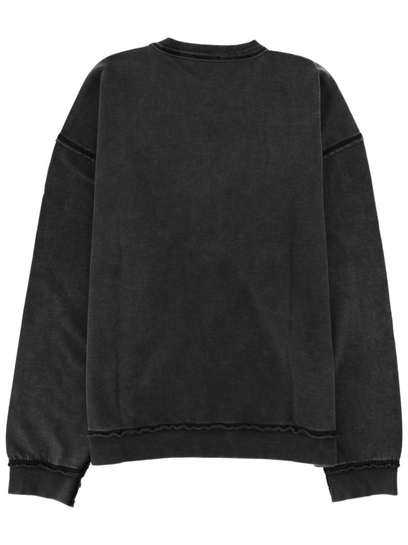 Diesel Washed Black Crew Neck Embossed Sweatshirt