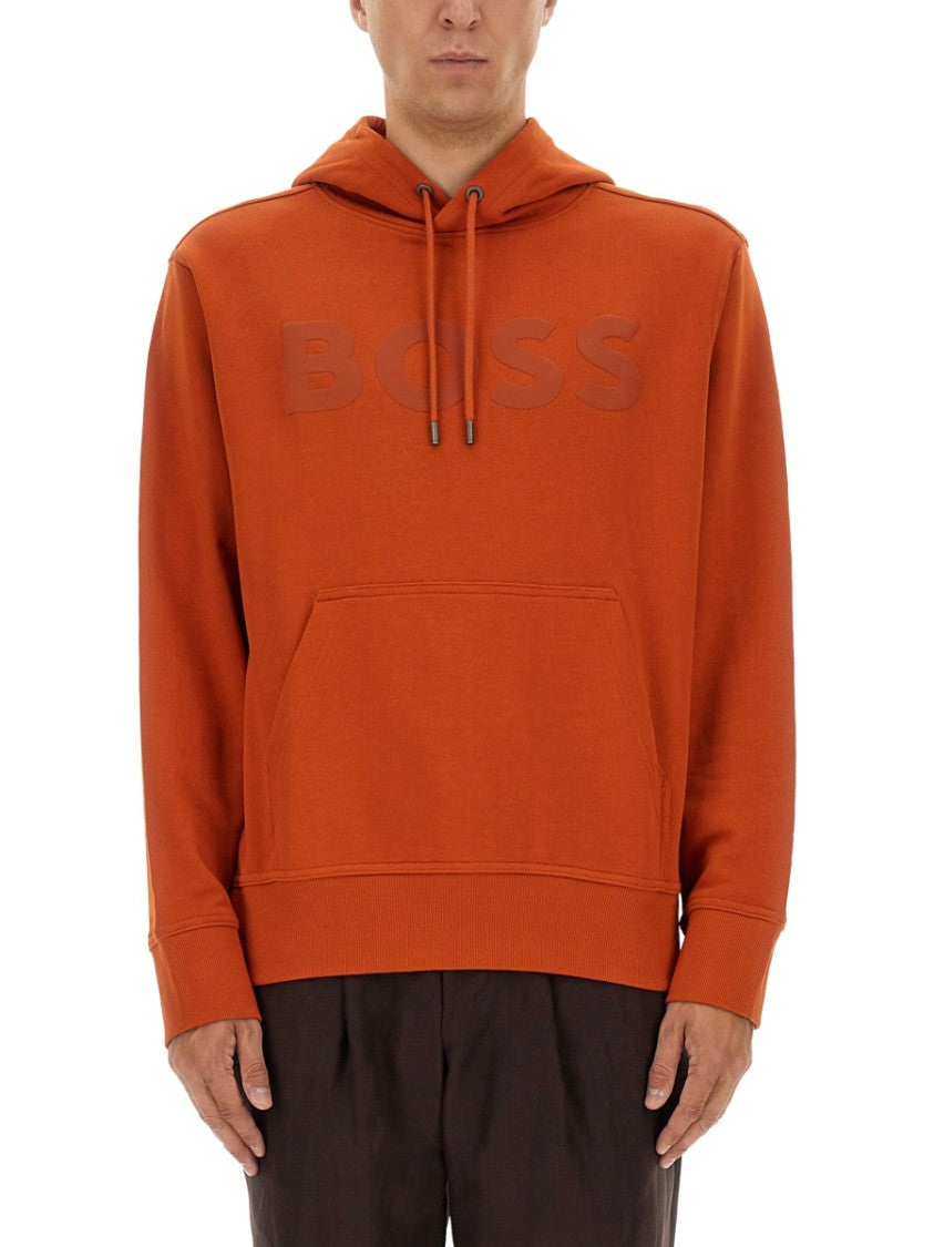 Boss Burnt Orange Relaxed-Fit Hoodie