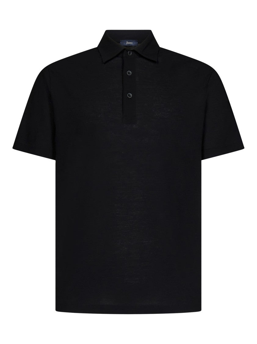 Herno Black Short-Sleeved Polo Shirt