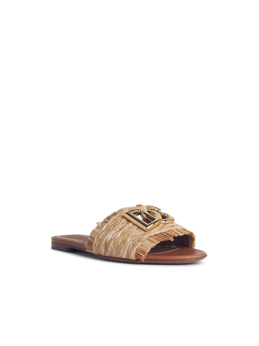 Dolce & Gabbana Beige Raffia Braid Slipper