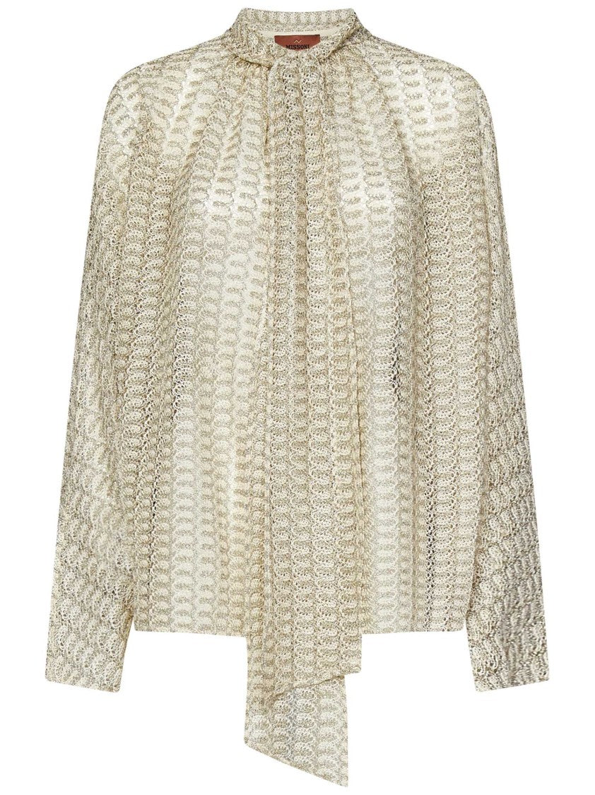 Missoni Gold Lamé Viscose Lace Blouse