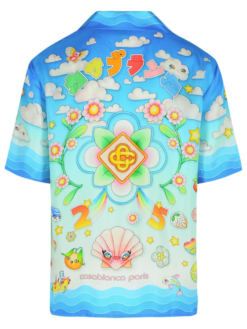 Casablanca Kawaii' Light Blue Silk Shirt