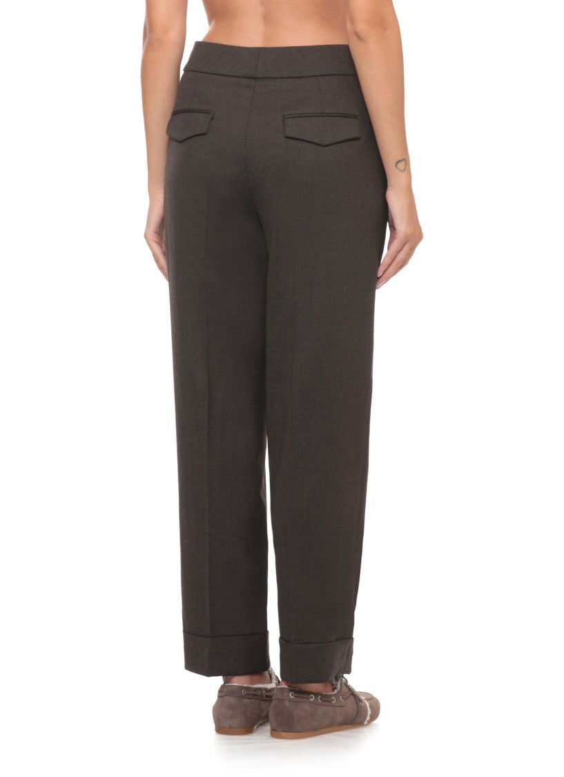 Peserico Grey Lapel Hem Formal Pants
