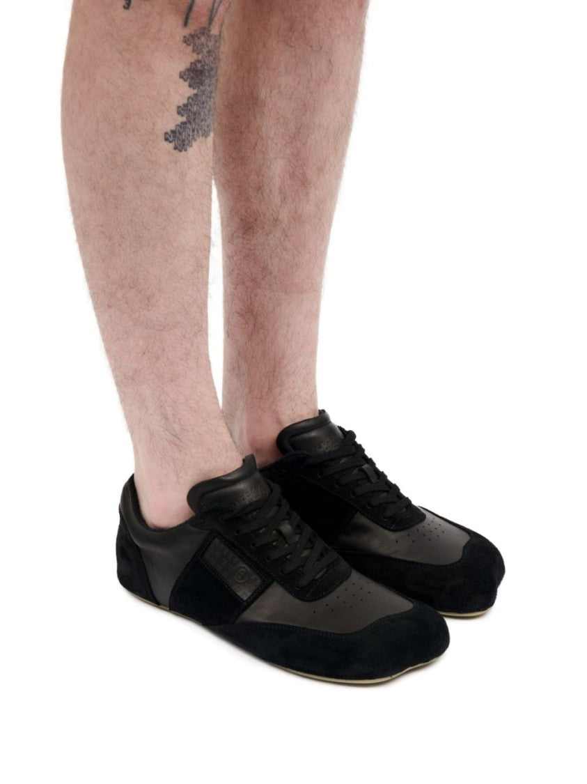 Mm6 By Maison Margiela Black Suede Sneaker With Unique Numerical Graphics