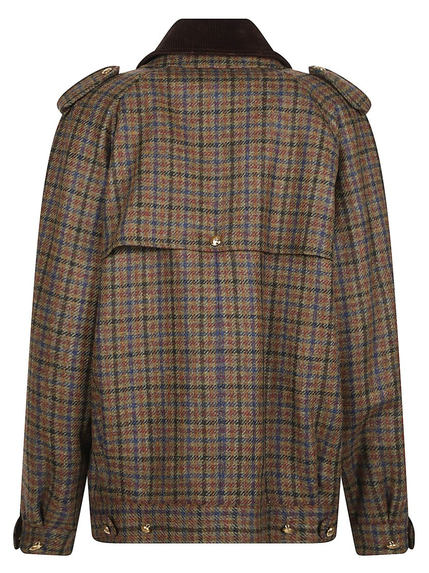 Blazé Milano Brown Amandira Chausie Checkered Wool Trench Coat