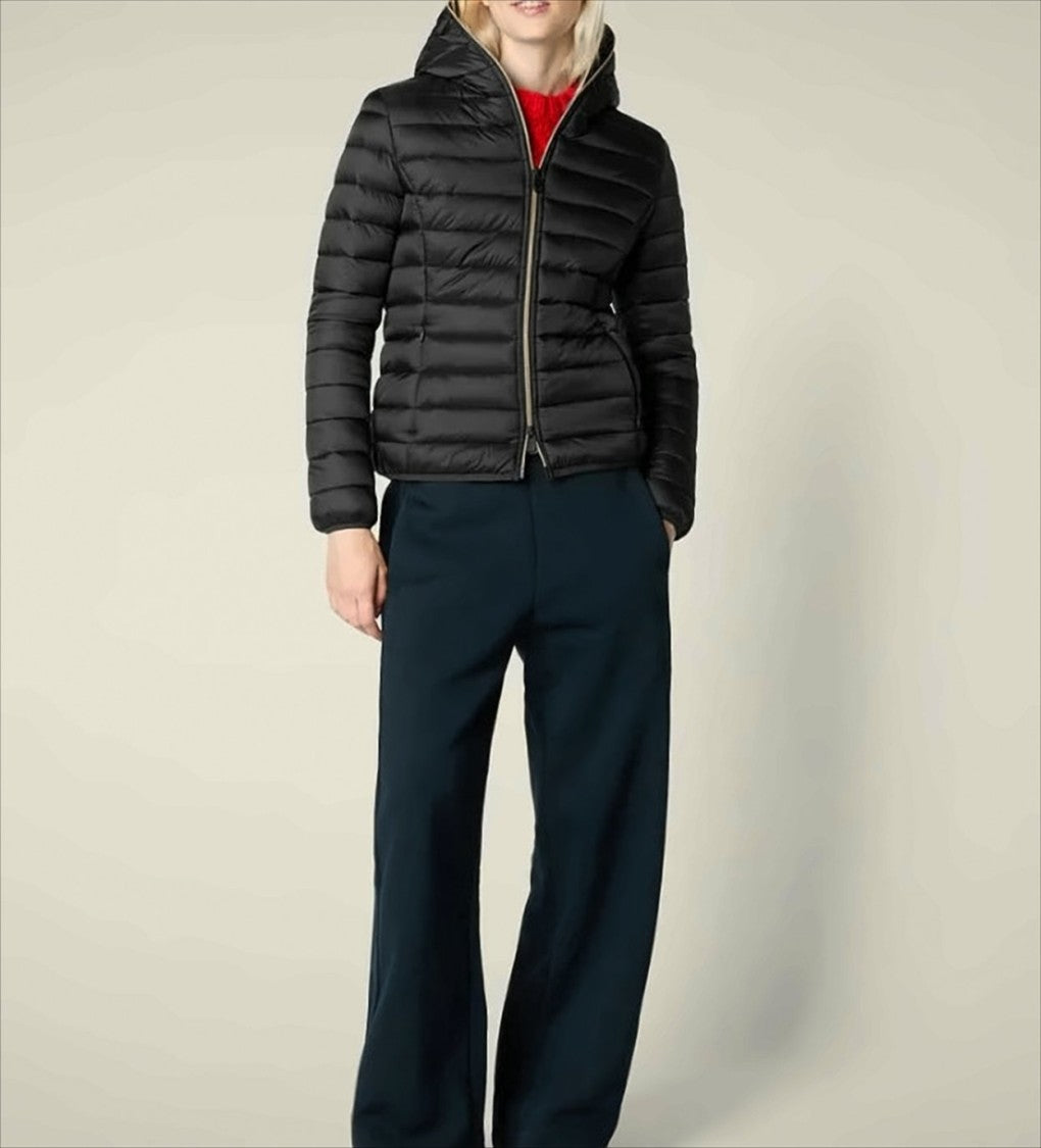 Save The Duck Hooded Short Coat With Quilted Design