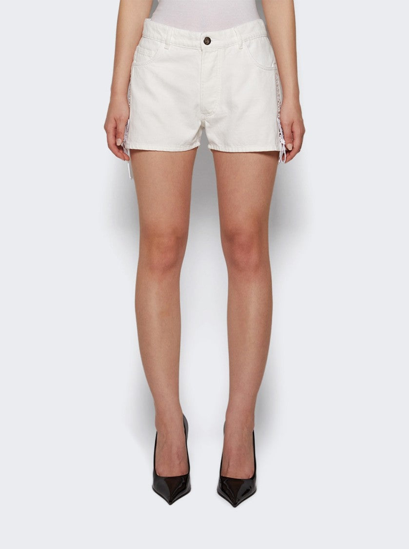 Ludovic De Saint Sernin Double Laced Up Shorts White Optical