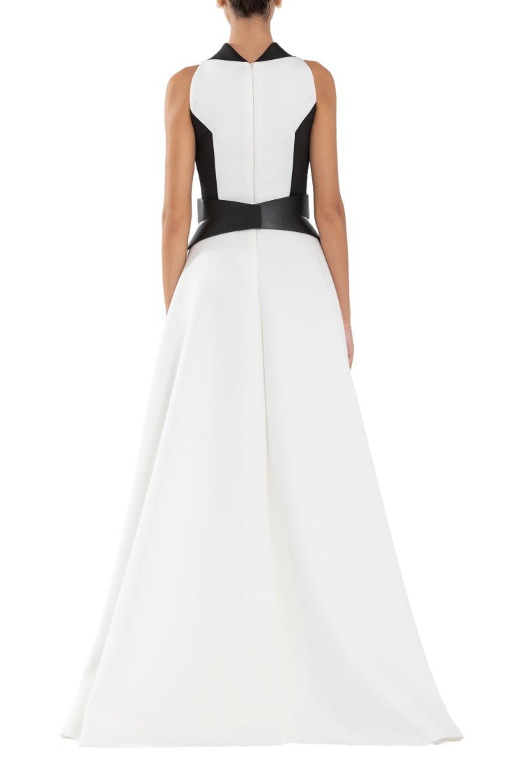 Saiid Kobeisy Neoprene Dress With Geometric Cutouts And Bow Belt