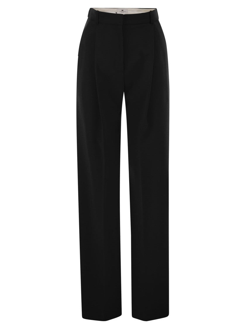 Elisabetta Franchi Crepe Trousers With Satin Details