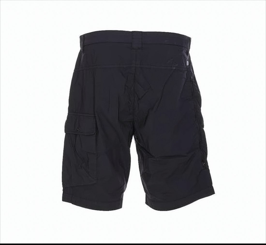 C.P. Company Tailored Fit Black Shorts With Unique Lens Detail