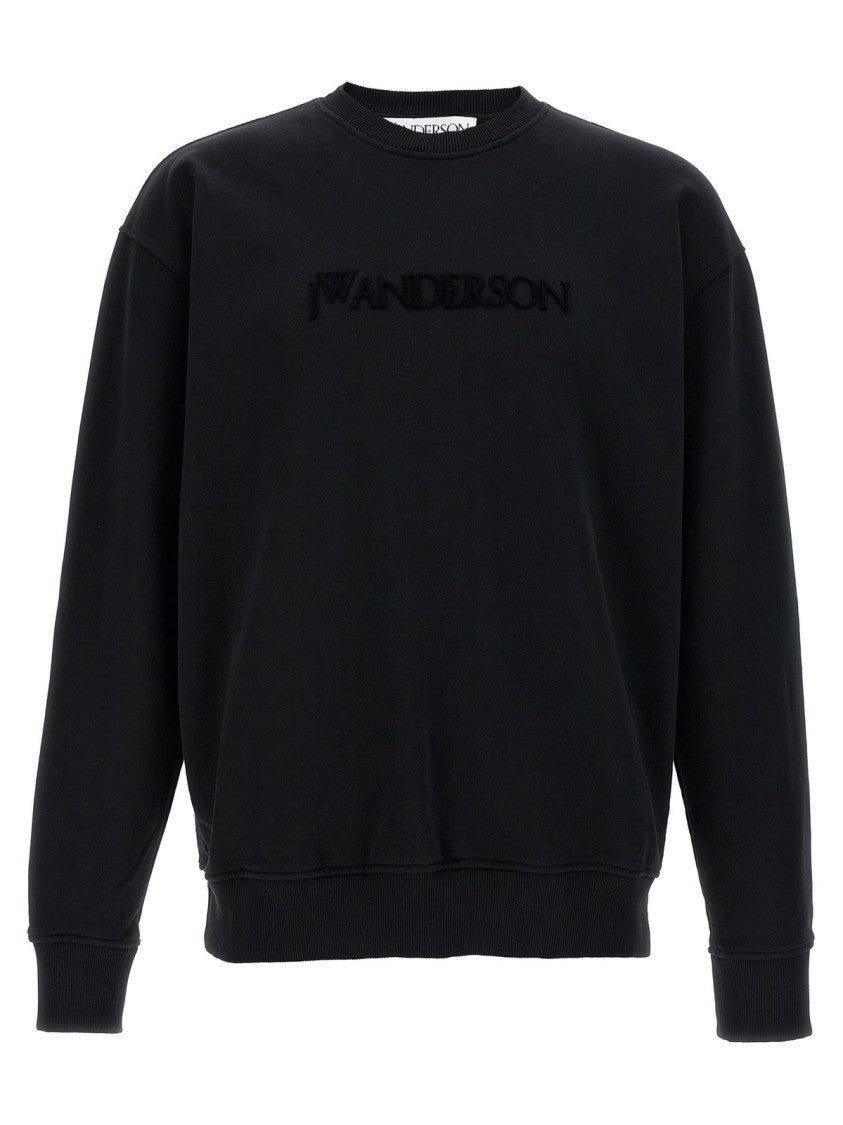 J. W. Anderson Black Long-Sleeve Relaxed Fit Pullover With Embossed Logo