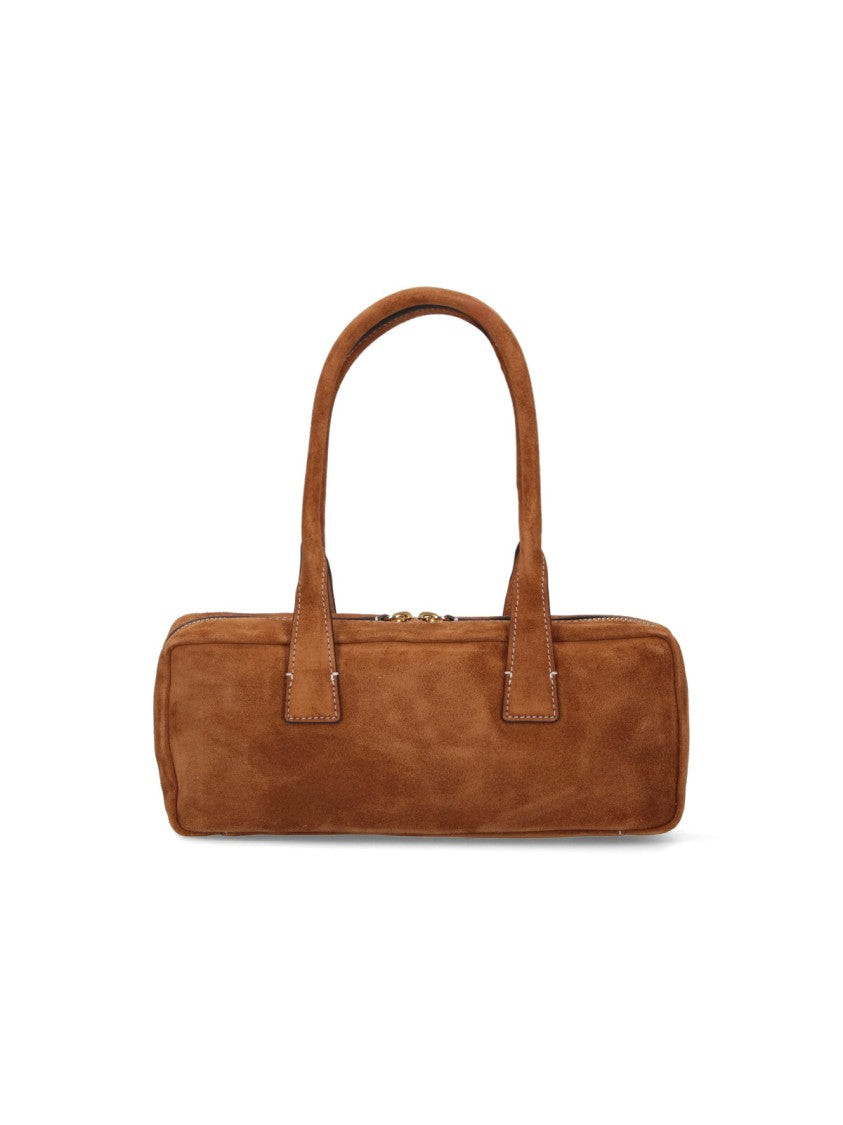 Staud Rectangular Suede Handbag With Top Zipper Closure