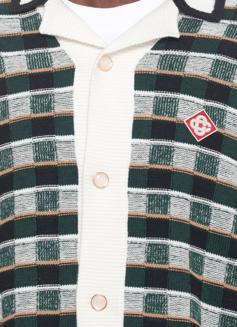 Casablanca Green Mosaic Check Pattern Shirt