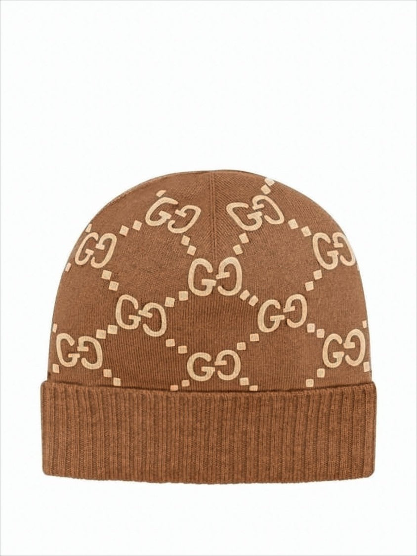 Gucci Jacquard Cashmere Beanie With Interlocking Logo Design