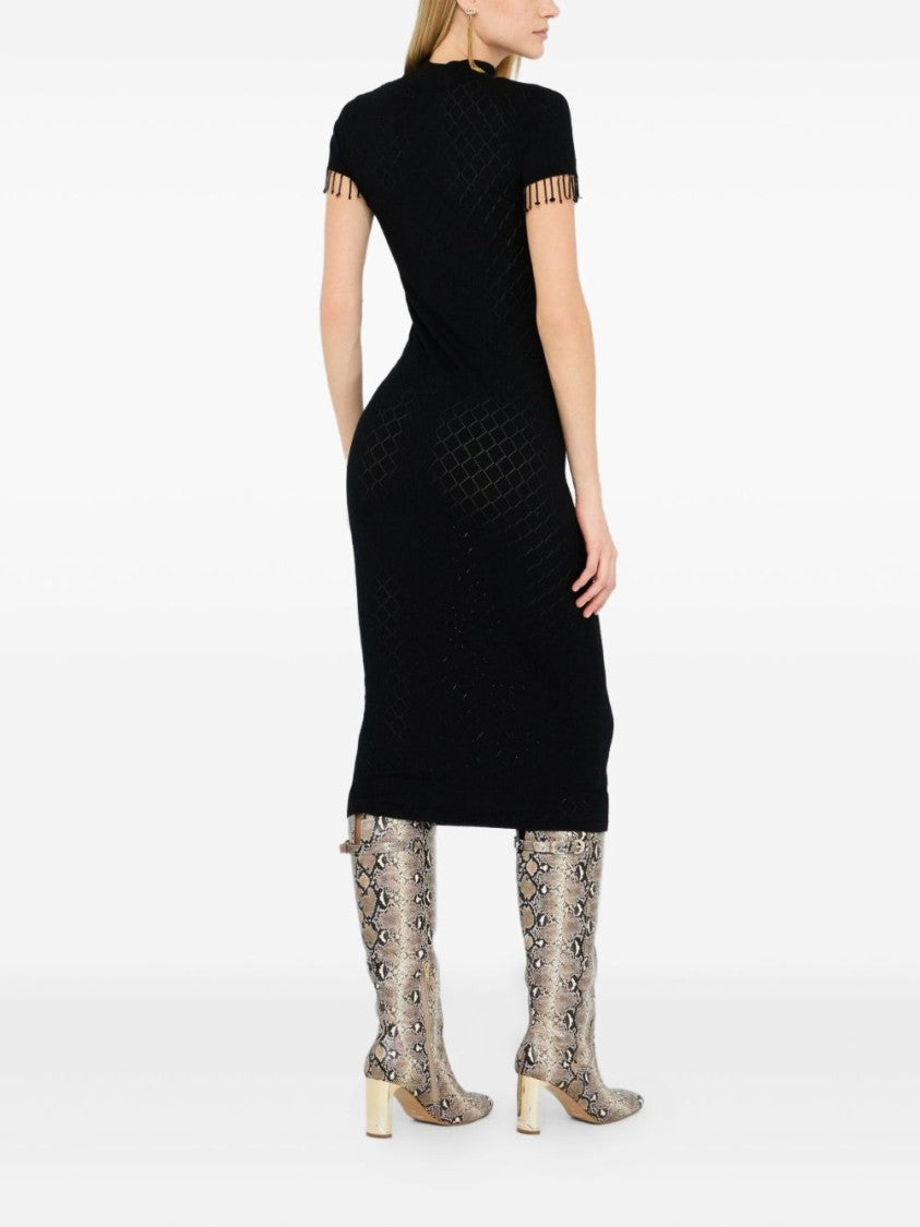 Liu Jo Fitted Black Midi Dress With Choker Neckline