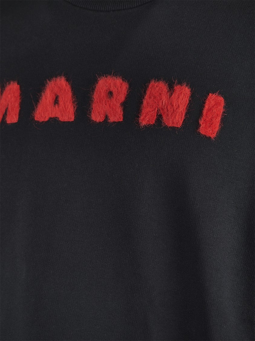 Marni Cotton Knit Sweater With Bold Logo