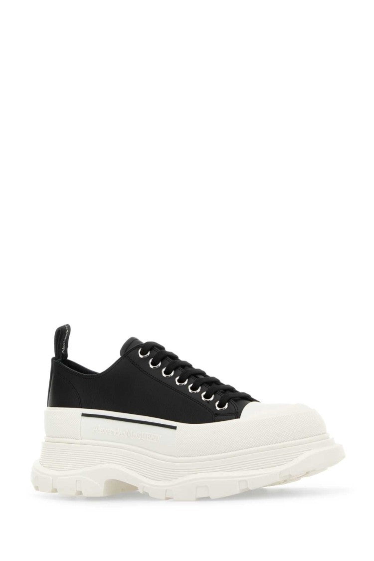 Alexander Mcqueen Black Nappa Leather Tread Slick Sneakers