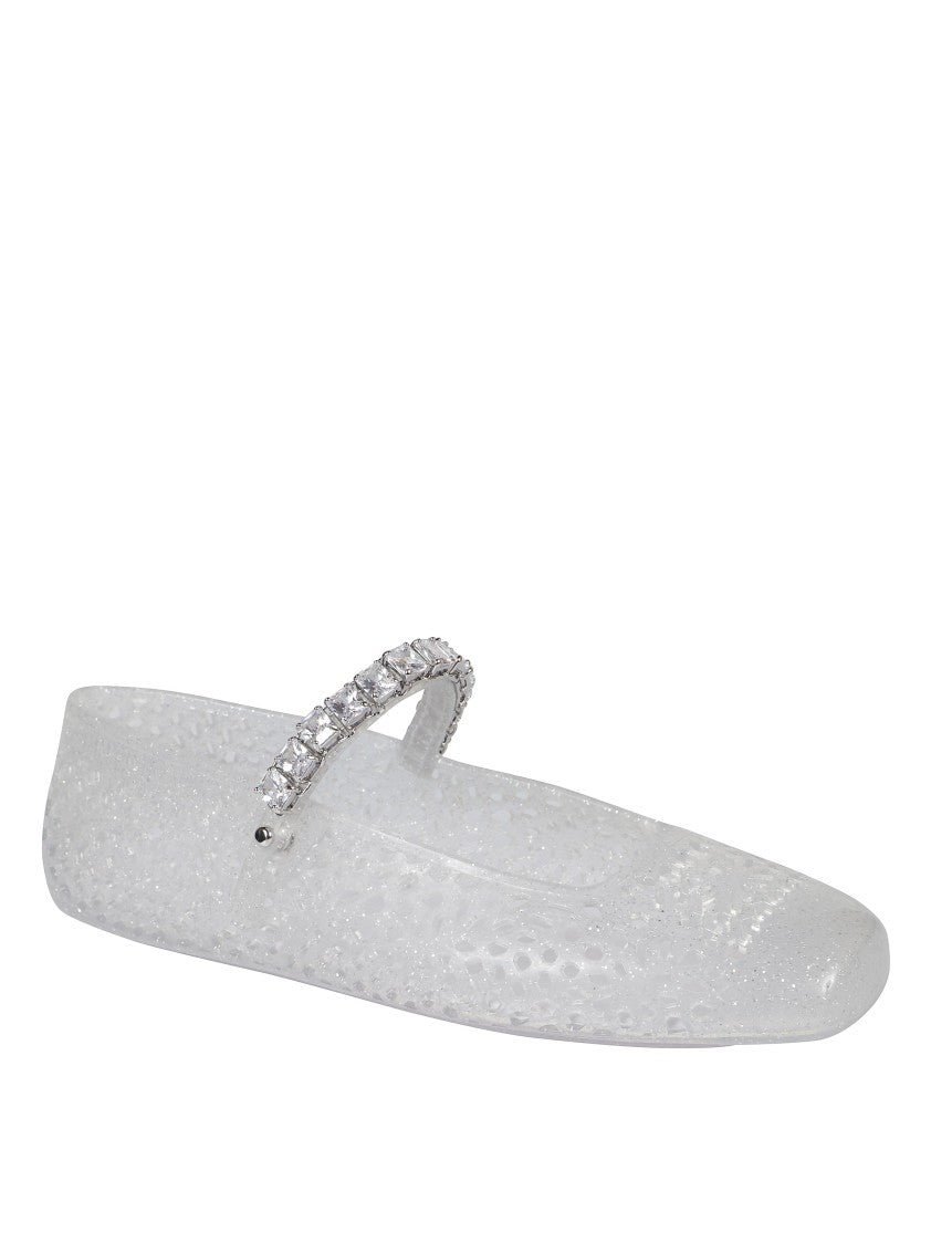 Jimmy Choo Transparent Upper Flats With Sparkling Strap