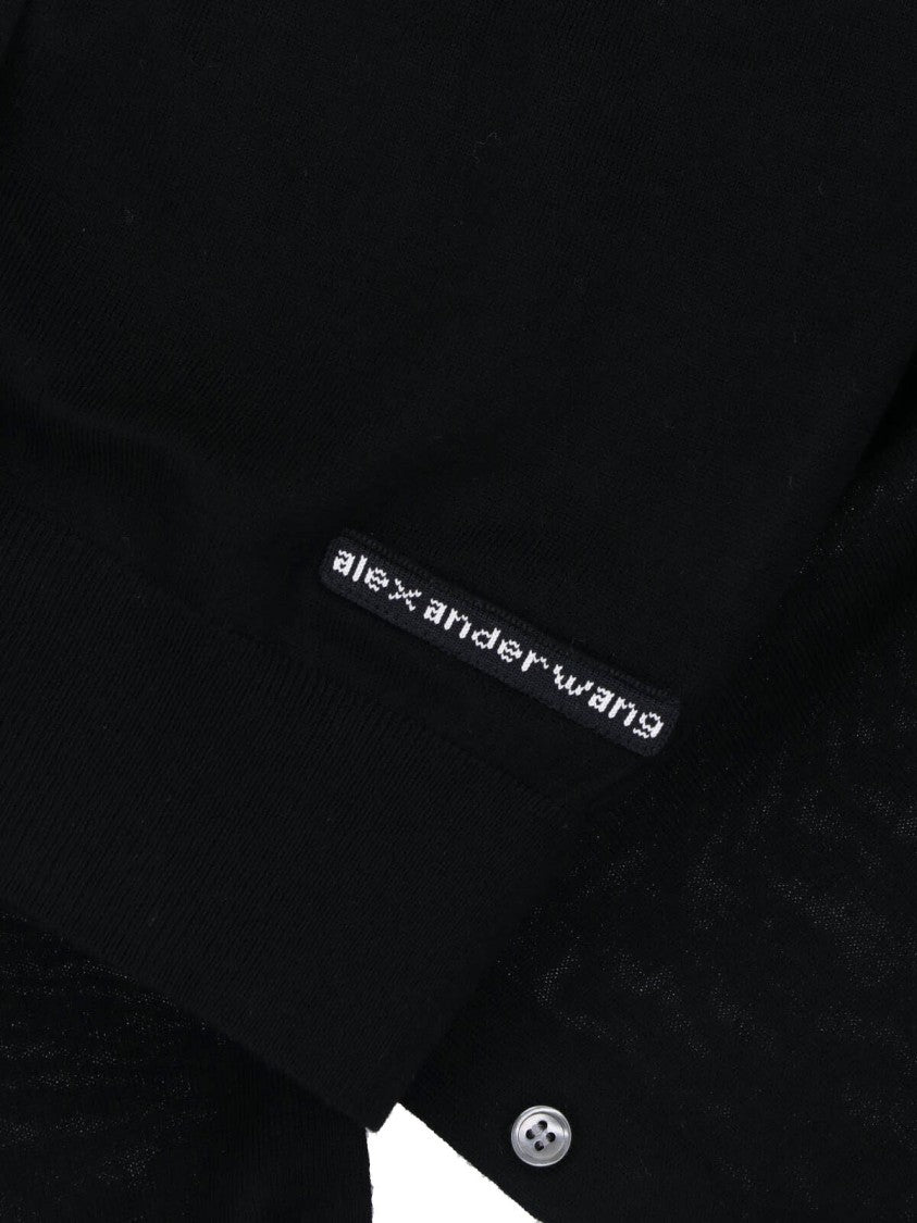 Alexander Wang Luxurious Black Wool Cardigan With V-Neckline And Button Closure