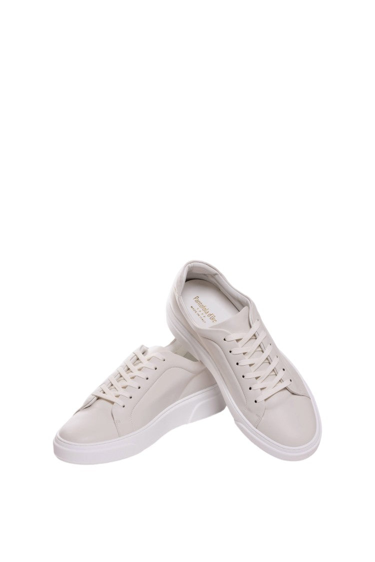 Pantofola D'oro White Calf Leather Padded Collar Sneakers