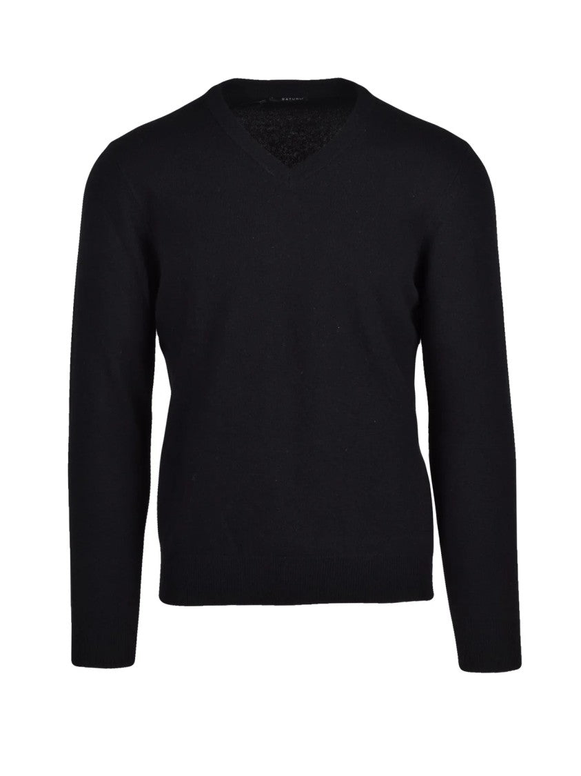 Baturo V-Neck Pullover Sweater With Fine Knit Texture