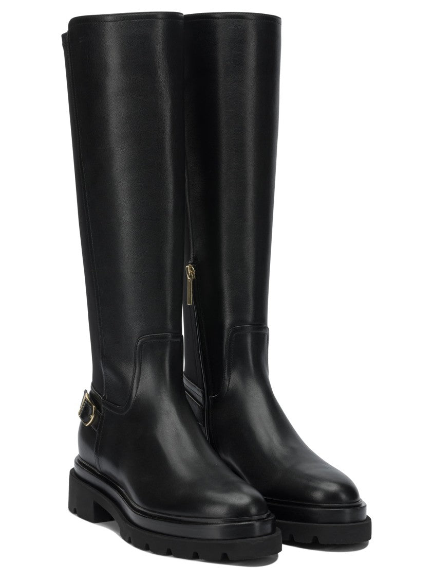 Santoni Leather Knee-High Boots