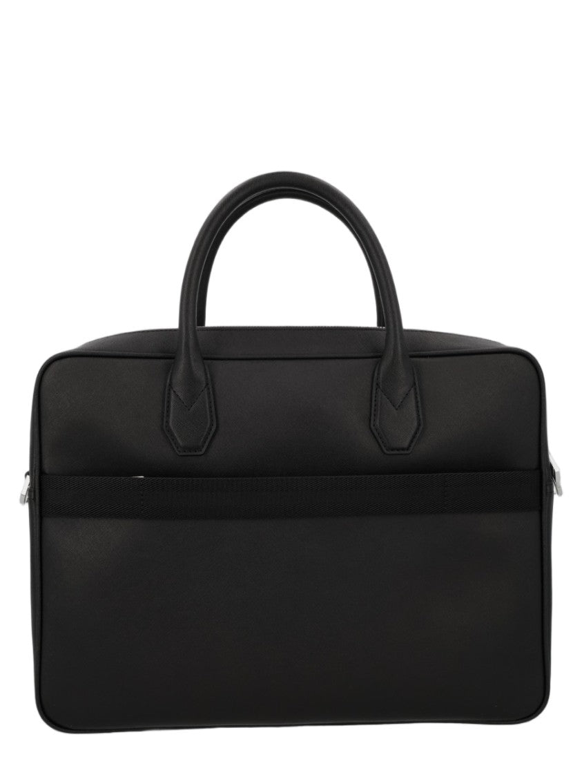Boss Rectangular Black Bonded Leather Document Case With Detachable Strap