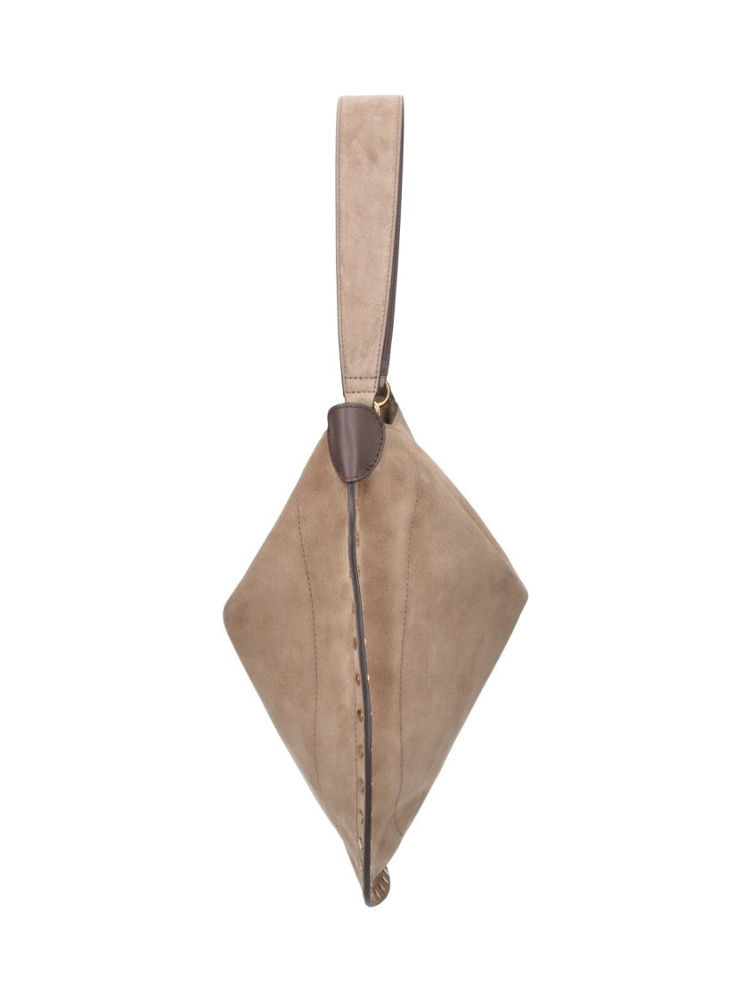 Isabel Marant Taupe Oksan Soft Suede Studded Hobo Bag