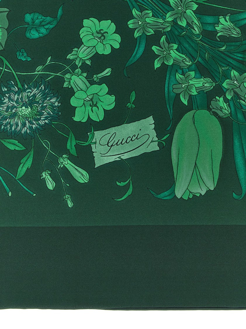 Gucci Silk Twill 'Flora' Carriage Scarf With Botanical Print