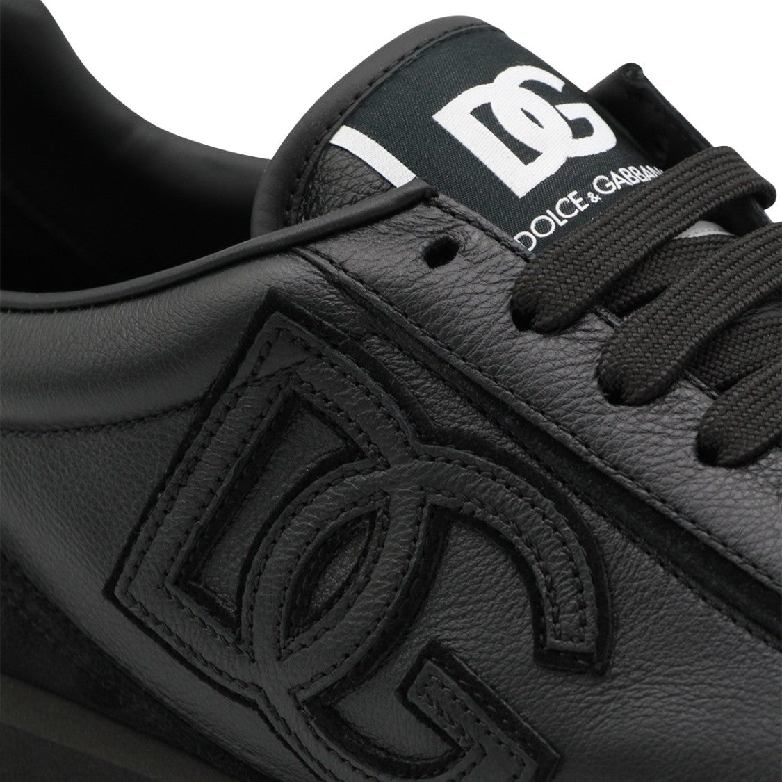Dolce & Gabbana Monochromatic Black Sneakers With Leather