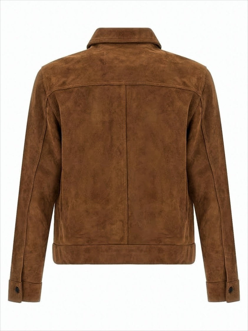 Ami Rich Brown Goat Leather Casual Jacket