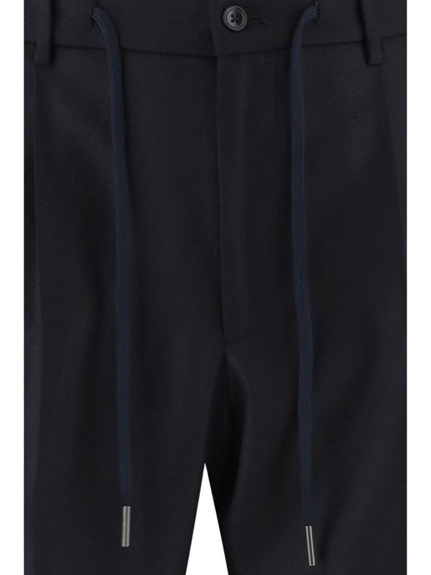 Tagliatore Tailored Stretch Wool Pants With Adjustable Waist And Pressed Pleats
